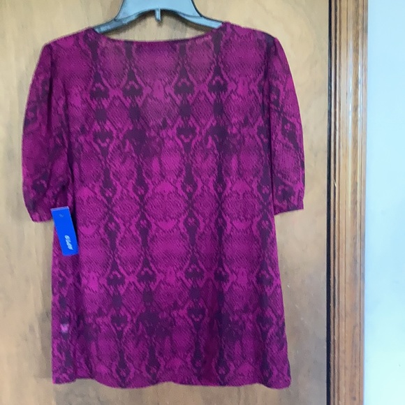 Apt 9 rouched sheer sleeve pink snake print top with stretch size L - Picture 12 of 17
